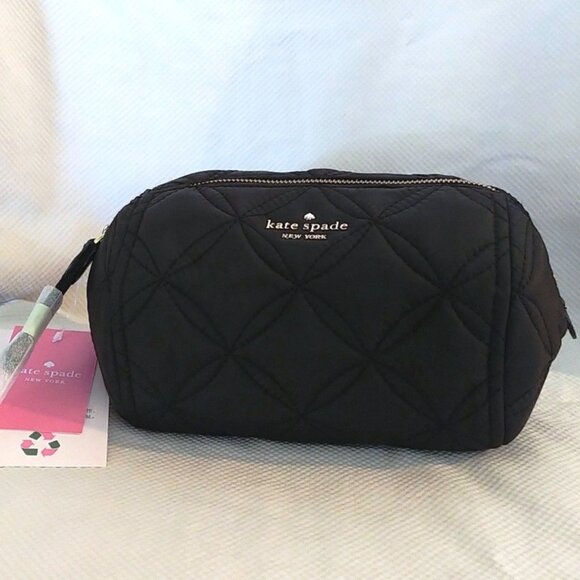 Kate Spade Limited Edition Chelsea Medium Black Quilted Nylon Cosmetic Bag NWT - Picture 1 of 5
